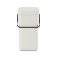 Poubelle de recyclage Brabantia Sort & go Kitchen (32 gal, gris clair), empilable, avec poign   e et couvercle amovible, montage sur armoire murale