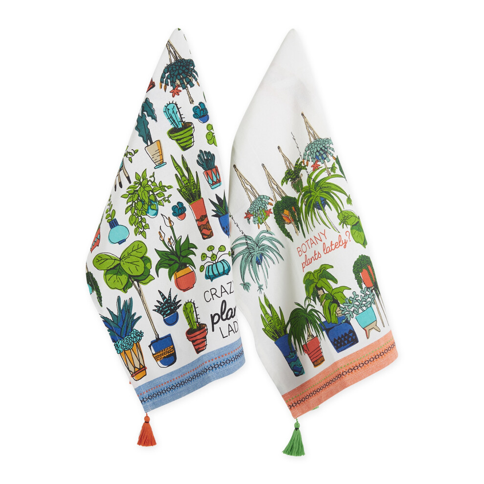 ENSEMBLE DE TORCHONS     VAISSELLE IMPRIM   S CRAZY PLANT LADY ASST2