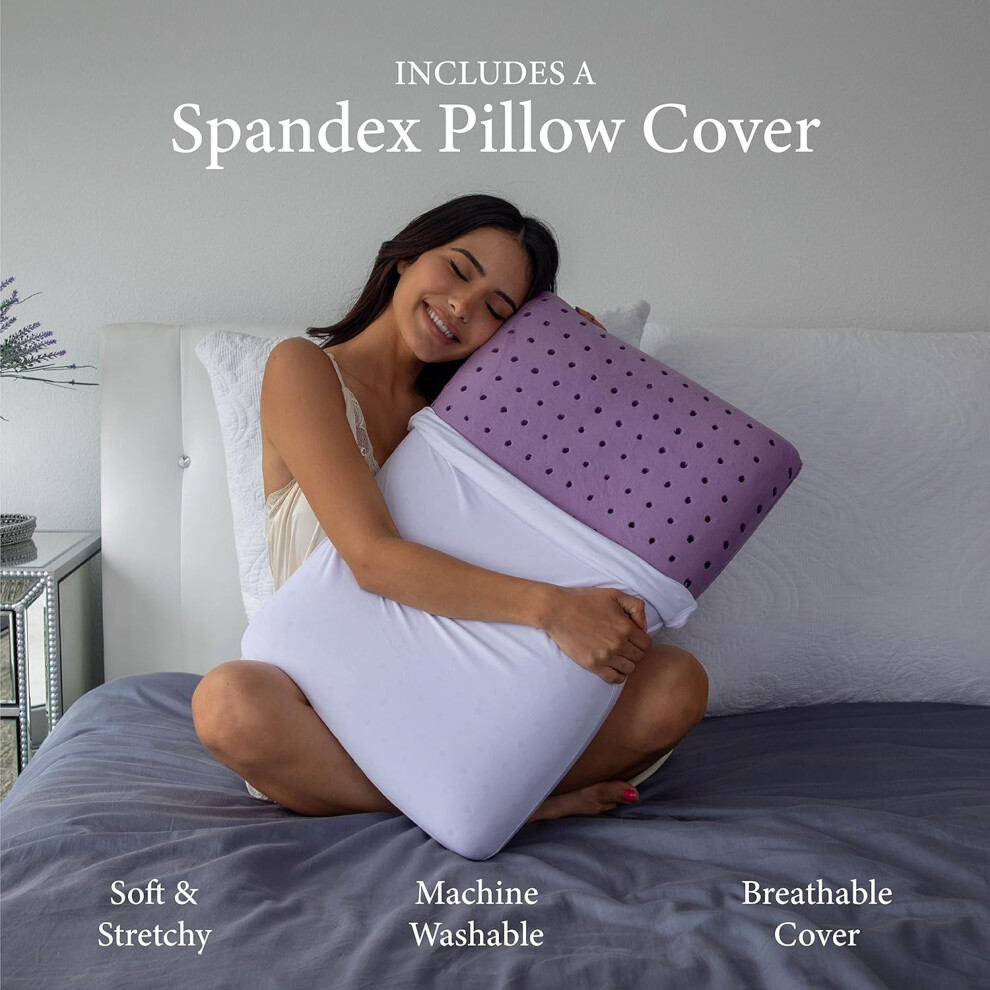 (1 Pack, Lilac Dreamer) Cooling Memory Foam Bed Rest Pillows, 1 Pack, Ventilated Lilac Dreamer, Reading
