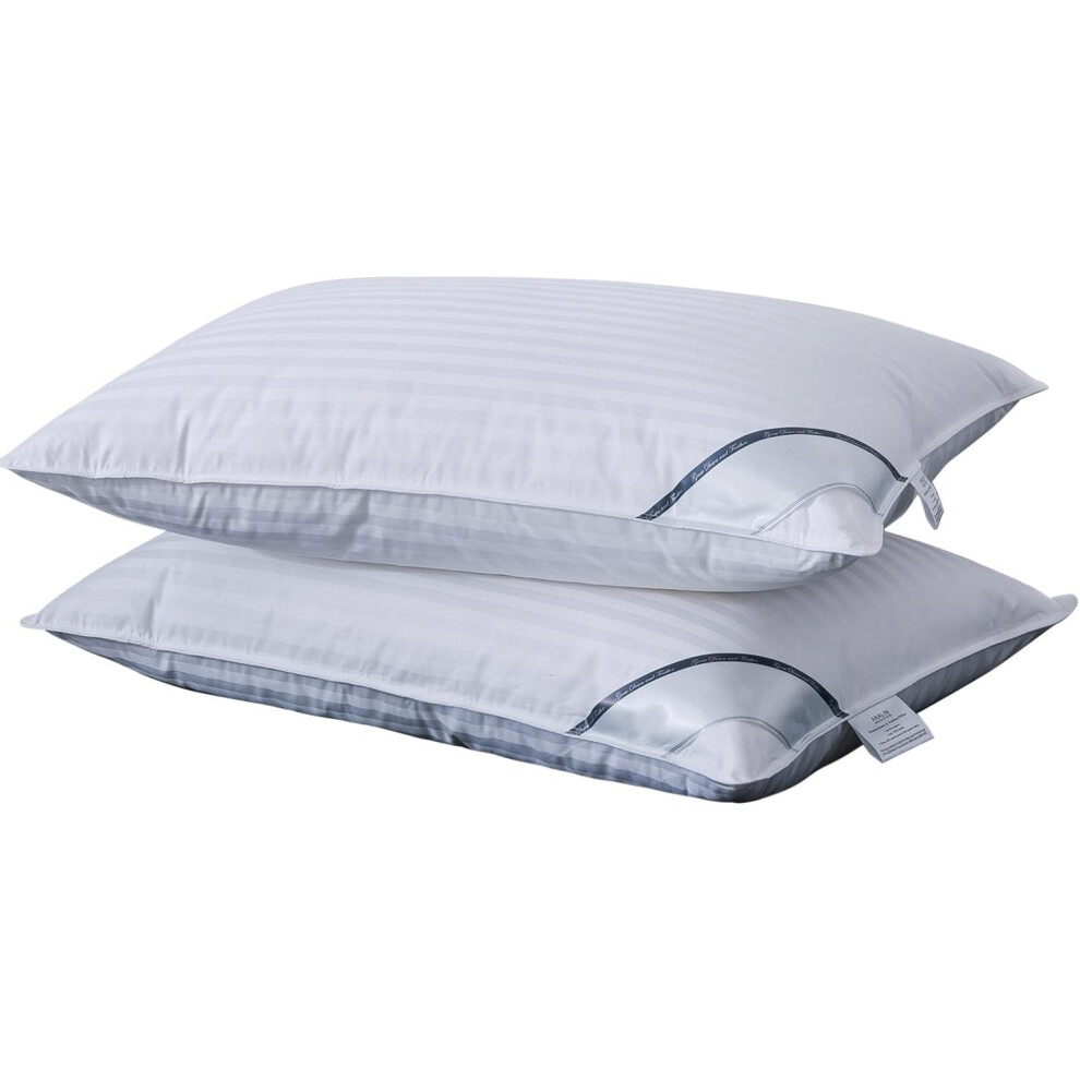 (50% Goose down Pillows) 2 pack Goose Feather Down Pillows, 100% Cotton Shell, Non-allergenic & Anti dust mite