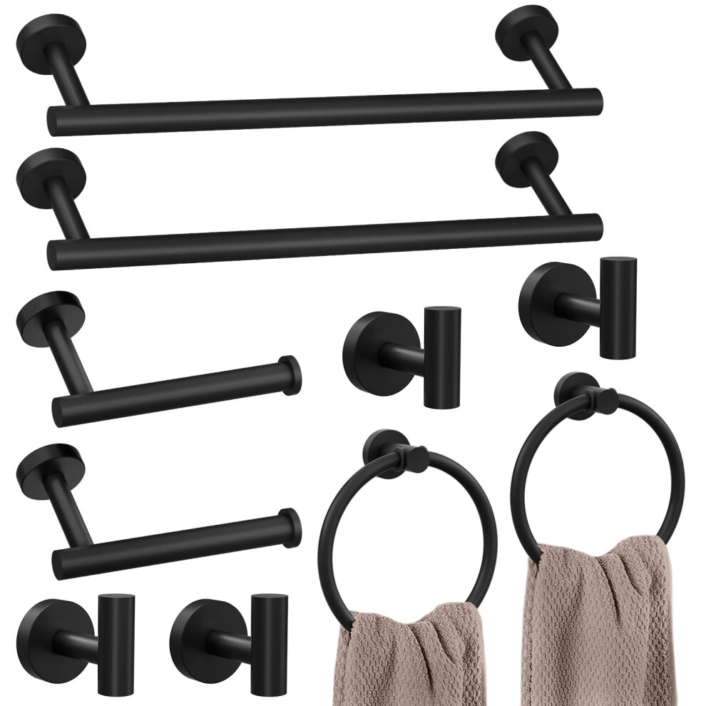 Ensemble d'accessoires de salle de bain noir mat 10 pi   ces, ensemble de quincaillerie de salle de bain en acier inoxydable, ensemble de porte-ser