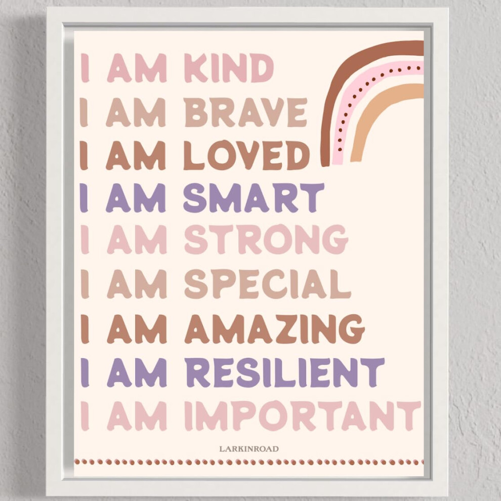 Latchinroad Larkinroad Affirmations Poster (11In X 14In Unframed) Playroom Decor Boho Rainbow Nursey D?Cor