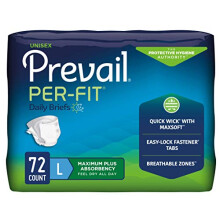 Prevail Per-Fit inkontinens unisex trusser med faner Engangsble til voksne Maksimal Plus Absorbering Stor 72 count (4 pakker af 18)