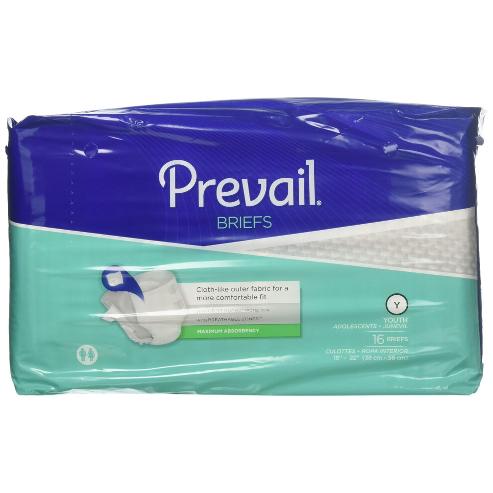 Pr?Valoir Prevail Incontinence Youth Brief Disposable Unisex Youth Diapers With Tabs Maximum Absorbency 16 Count Bag