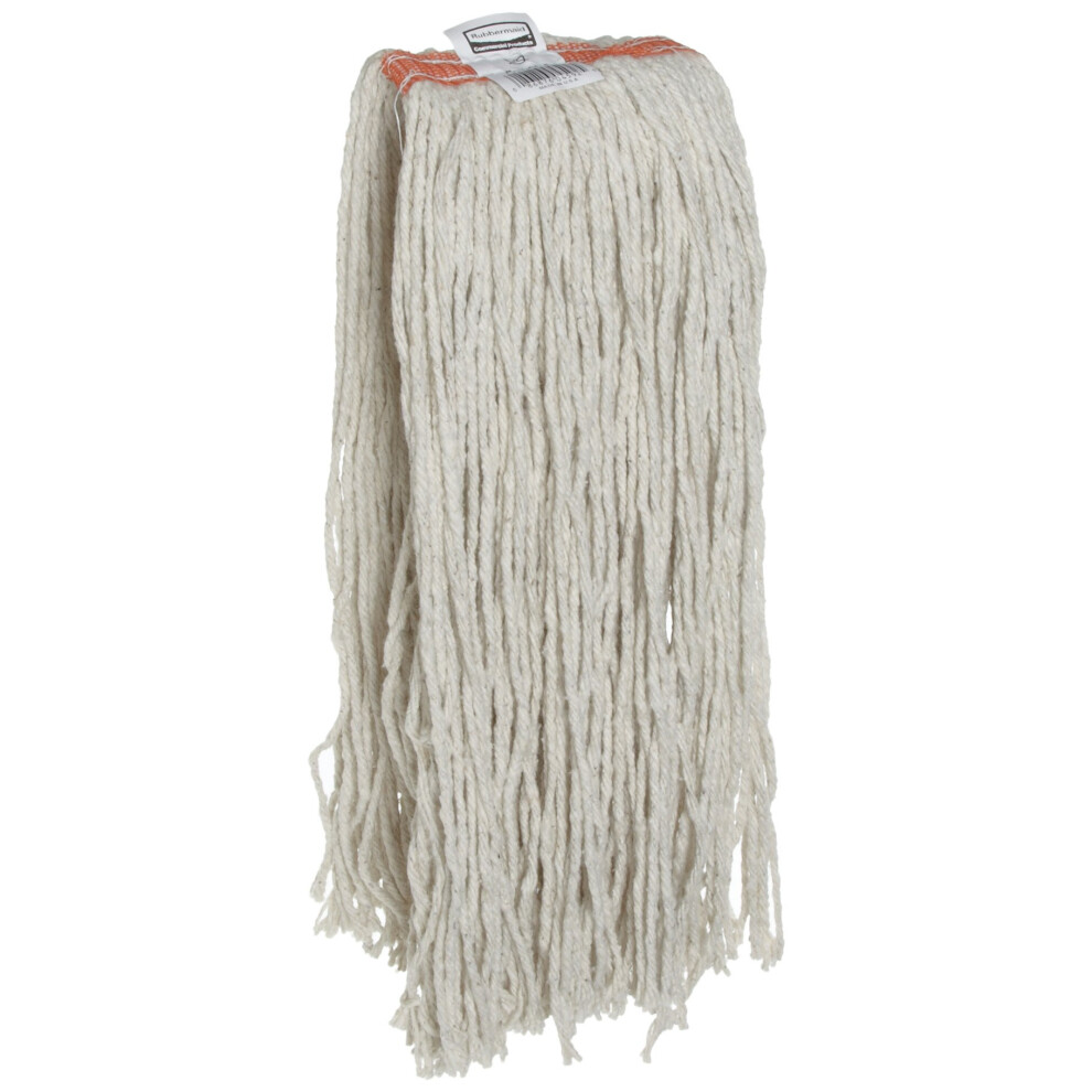 Rubbermaid Commercial Cut End Cotton Mop  20 Oz  White  Premium  Heavy Duty Mop Head  Wring and Rinse Mop Head
