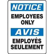Accuform FBMADC804VP Franz sisches zweisprachiges Schild aus Kunststoff Notice Employees ONLY/AVIS EMPLOYES SEULEMENT , 14 Zoll Lange x 10 Zoll