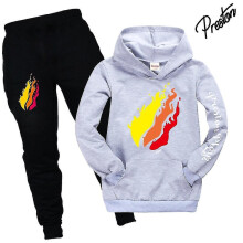 (Gray, 150cm) Children's Prestonplayz Hoodie Casual Sports Pants Set
