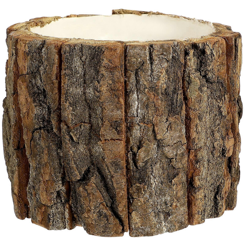 Pot de fleurs en bois Seau à fleurs en bois naturel Écorce Baril Jardinière Rustique Jardinière Décoration Maison