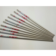 10 Stck (5 Paar) hochwertige silberne Edelstahl-Essstbchen im Rosendesign
