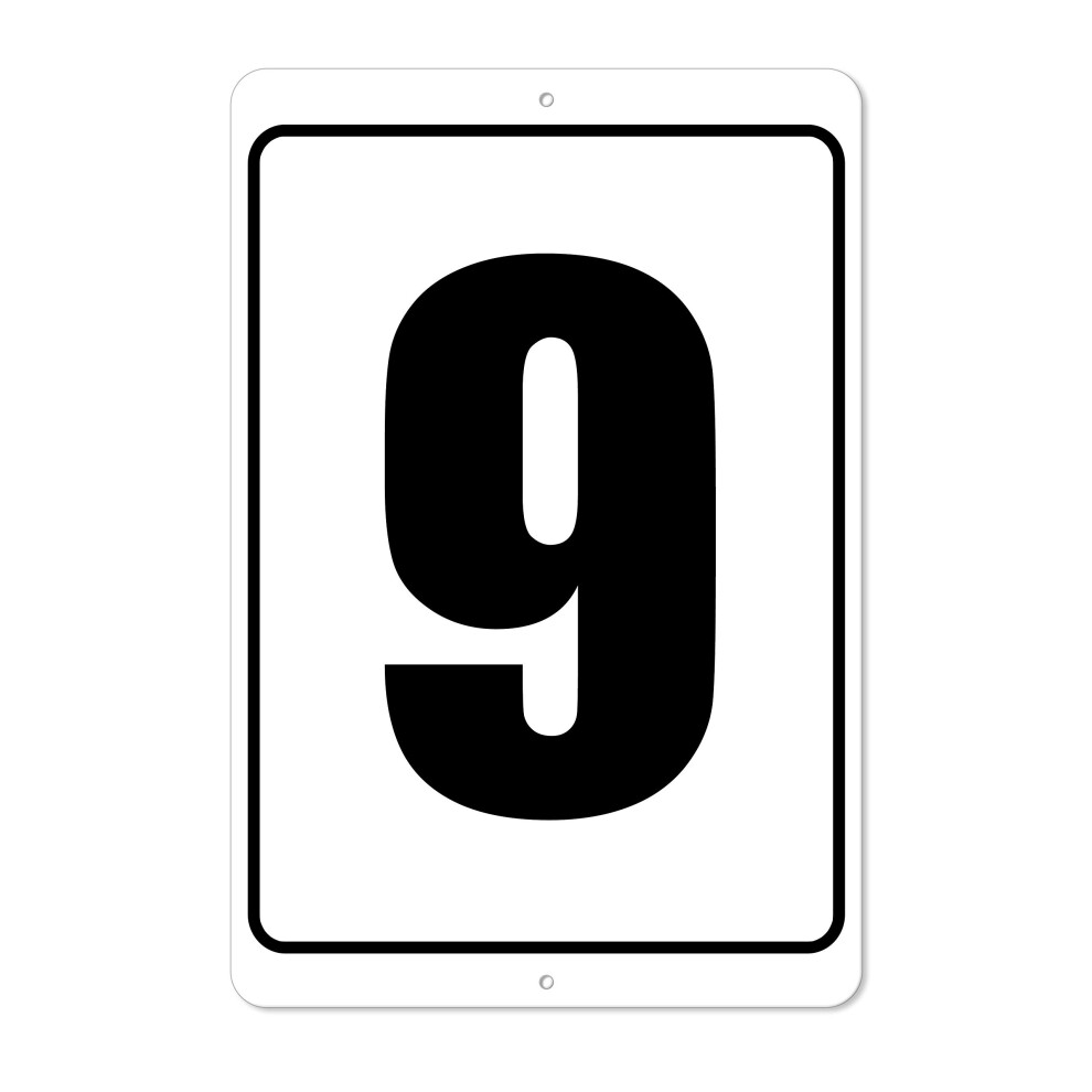 Numbered Sign 9 | 8 x 12 Aluminum Outdoor/Indoor Sign/Area Marker  Cur