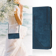 (Blue) Case For Samsung Galaxy Note 8 Detachable Magnetic Wallet Cash Pocket Crossbody Lanyard Straps Cover Compatible With Samsung Galaxy Note 8 Case