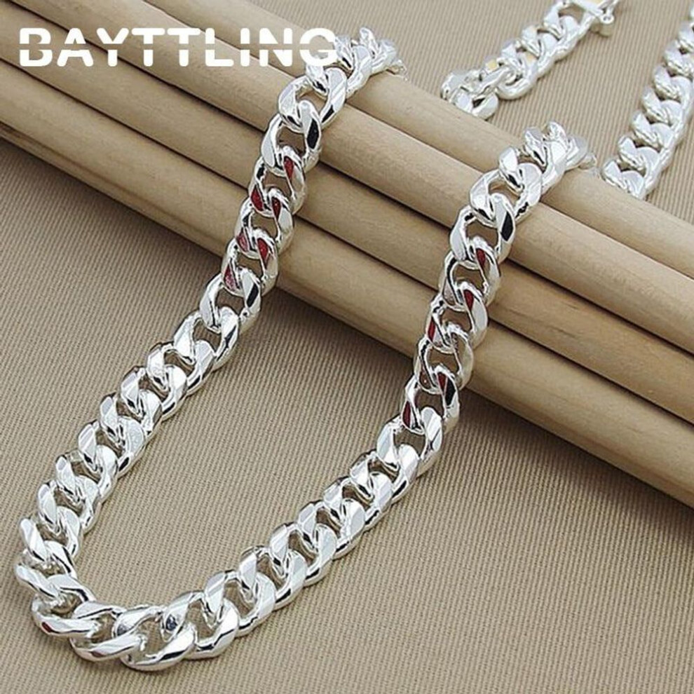 (50cm) 925 Silver 10mm 20/22/24 Inch Cuban Chain Necklace For Women Men Fashion Jewelry Party Birthday Gifts