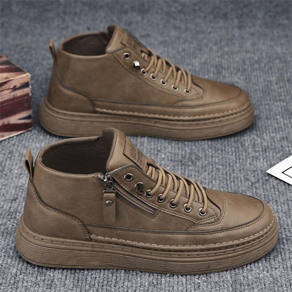 (brown, 42) New Fashion Men&apos;s Breathable Trending Soft Sole High Top Martin Boots Students Comfortable Work Shoes Labor Protection Martin Sneakers