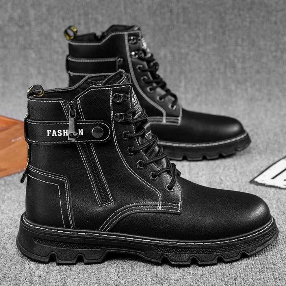 (black, 39) New Fashion Men&apos;s Autumn And Winter High Top Breathable Boots Students Male Boys Trending Work Shoes Labor Protection Comfortable Sneakers