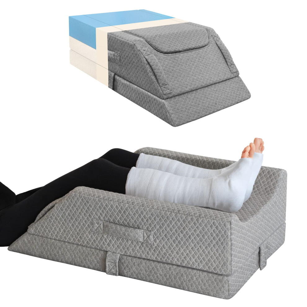 Koningpavonini Adjustable Leg Elevation Pillows For Swelling After Surgery Cooling Memory Foam Leg Wedge Pillow For Blood Circulation Wedge P