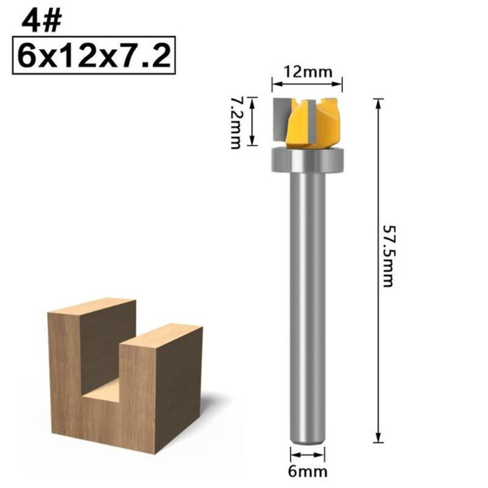 (yellow, no4) 1pc 6mm Shank Template Trim Hinge Mortising Router Bit Straight End Mill Trimmer Cleaning Flush Trim Tenon Cutter For Woodworking
