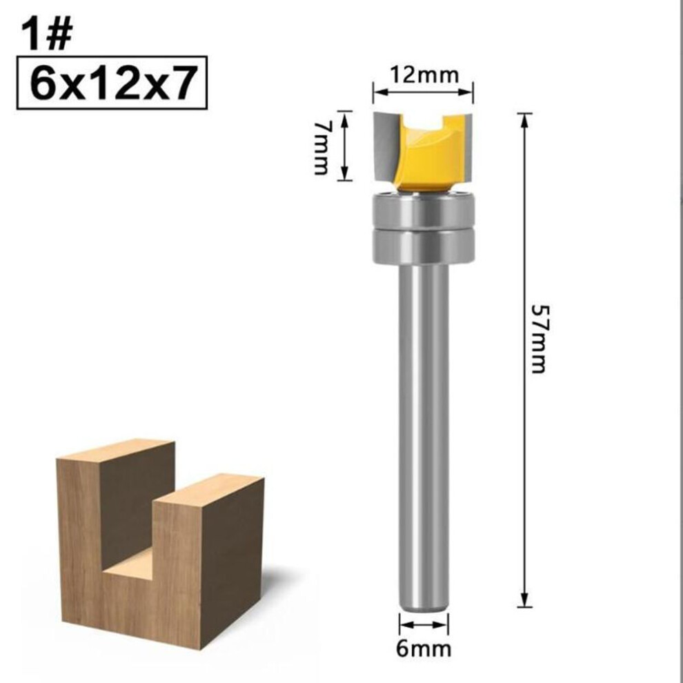 (yellow, no1) 1pc 6mm Shank Template Trim Hinge Mortising Router Bit Straight End Mill Trimmer Cleaning Flush Trim Tenon Cutter For Woodworking