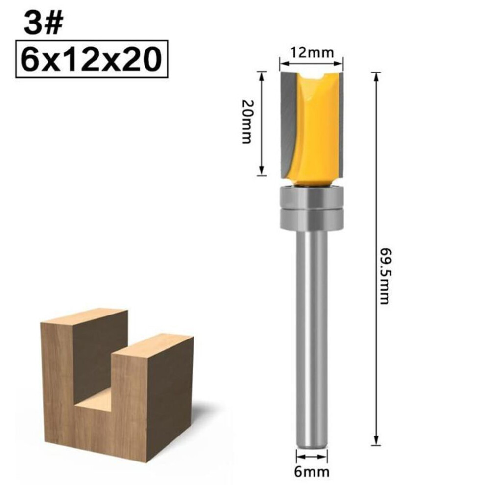 (yellow, no3) 1pc 6mm Shank Template Trim Hinge Mortising Router Bit Straight End Mill Trimmer Cleaning Flush Trim Tenon Cutter For Woodworking