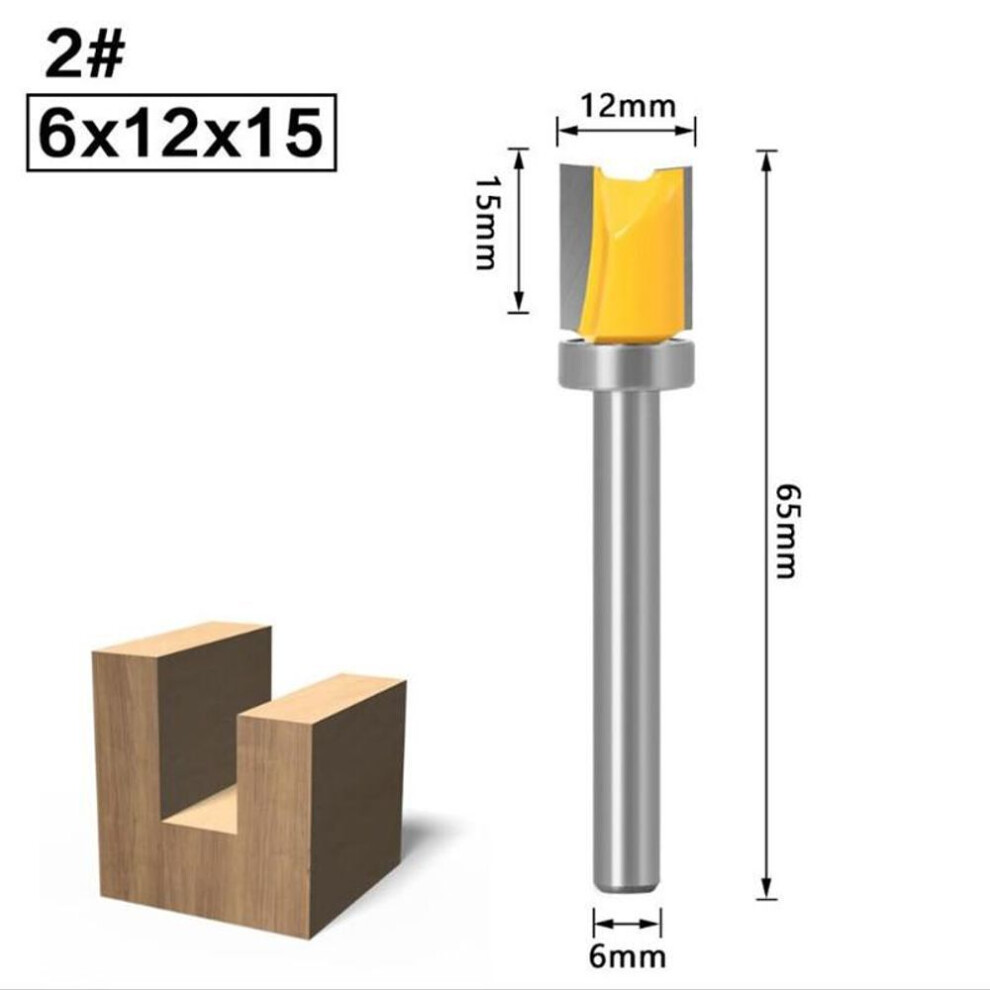 (yellow, no2) 1pc 6mm Shank Template Trim Hinge Mortising Router Bit Straight End Mill Trimmer Cleaning Flush Trim Tenon Cutter For Woodworking