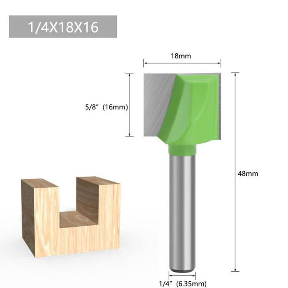 (green, 18mm) 1pc 1/4 Inch Shank Cleaning Bottom Bit Straight Router Bit Clean Milling Cutter Woodworking Power Machine