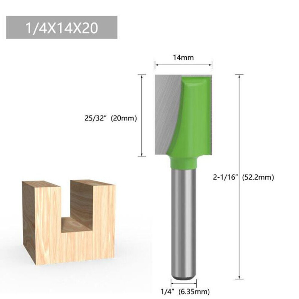(green, 14mm) 1pc 1/4 Inch Shank Cleaning Bottom Bit Straight Router Bit Clean Milling Cutter Woodworking Power Machine