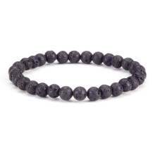 Cherry Tree Collection - Sm medelstora storlekar - Armband med prlor i delstenar fr kvinnor och mn - 6 mm runda prlor (lava - stor)