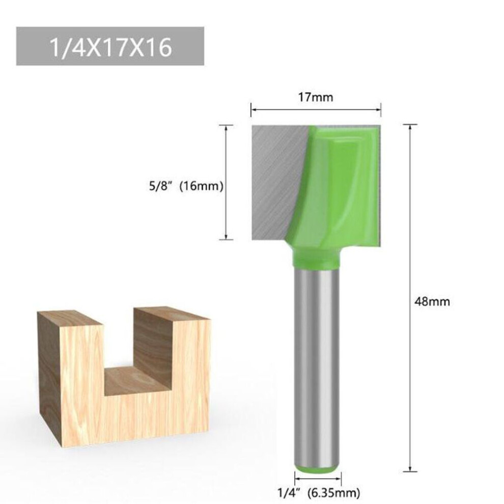 (green, 17mm) 1pc 1/4 Inch Shank Cleaning Bottom Bit Straight Router Bit Clean Milling Cutter Woodworking Power Machine