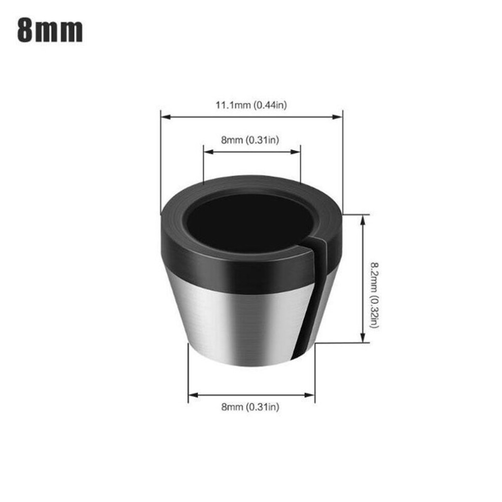(black, 8mm chuck) 6mm 6.35mm 8mm Collet Chuck Engraving Trimming Machine With Nut Router Bit Adapter Electric Router Milling Cutter Accessories