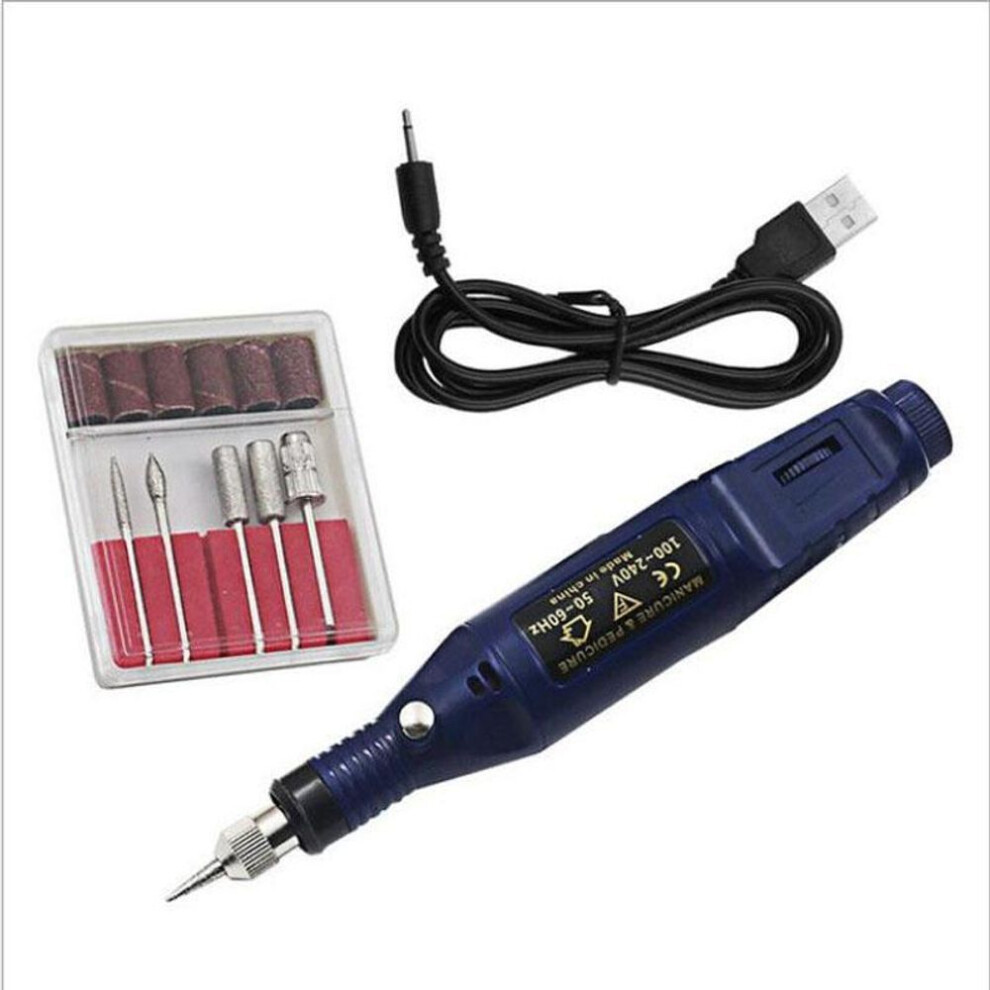 (navy blue, Pack of 1) Usb Mini Electric Grinding Variable Speed Rotary Tool Kit Drill Bit Engraving Pen For Milling And Polishing Tools