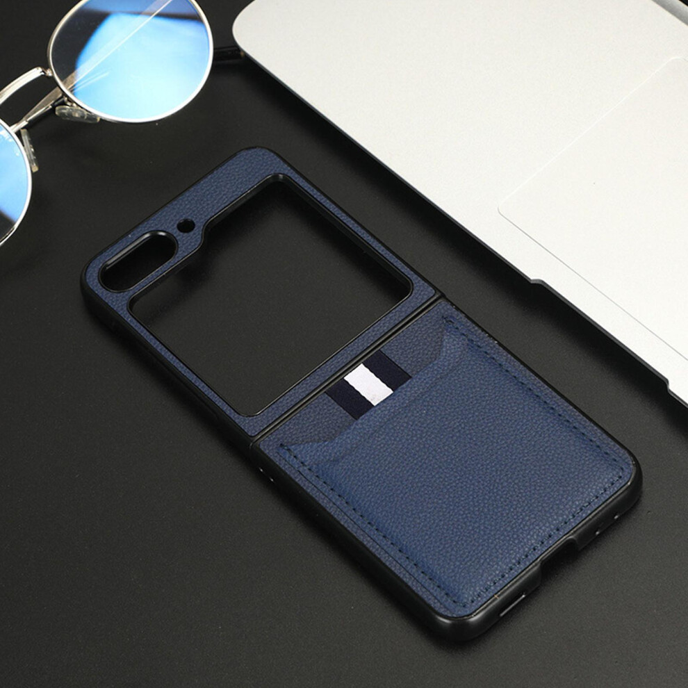 (Blue) Z Flip 5 Leather Wallet Case,Samsung Galaxy Z Flip 5 Case With Card Slots,Galaxy Z Flip 5 Case With Card Holder Blue
