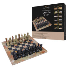 Handgemaakt Marmeren Schaakset - Groen & Zwart (30 x 30 cm) - Schaaksets voor Volwassenen - Premium Kwaliteit