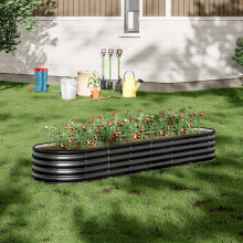 320cm W x 80cm D x 42cm H Anthracite Raised Garden Bed