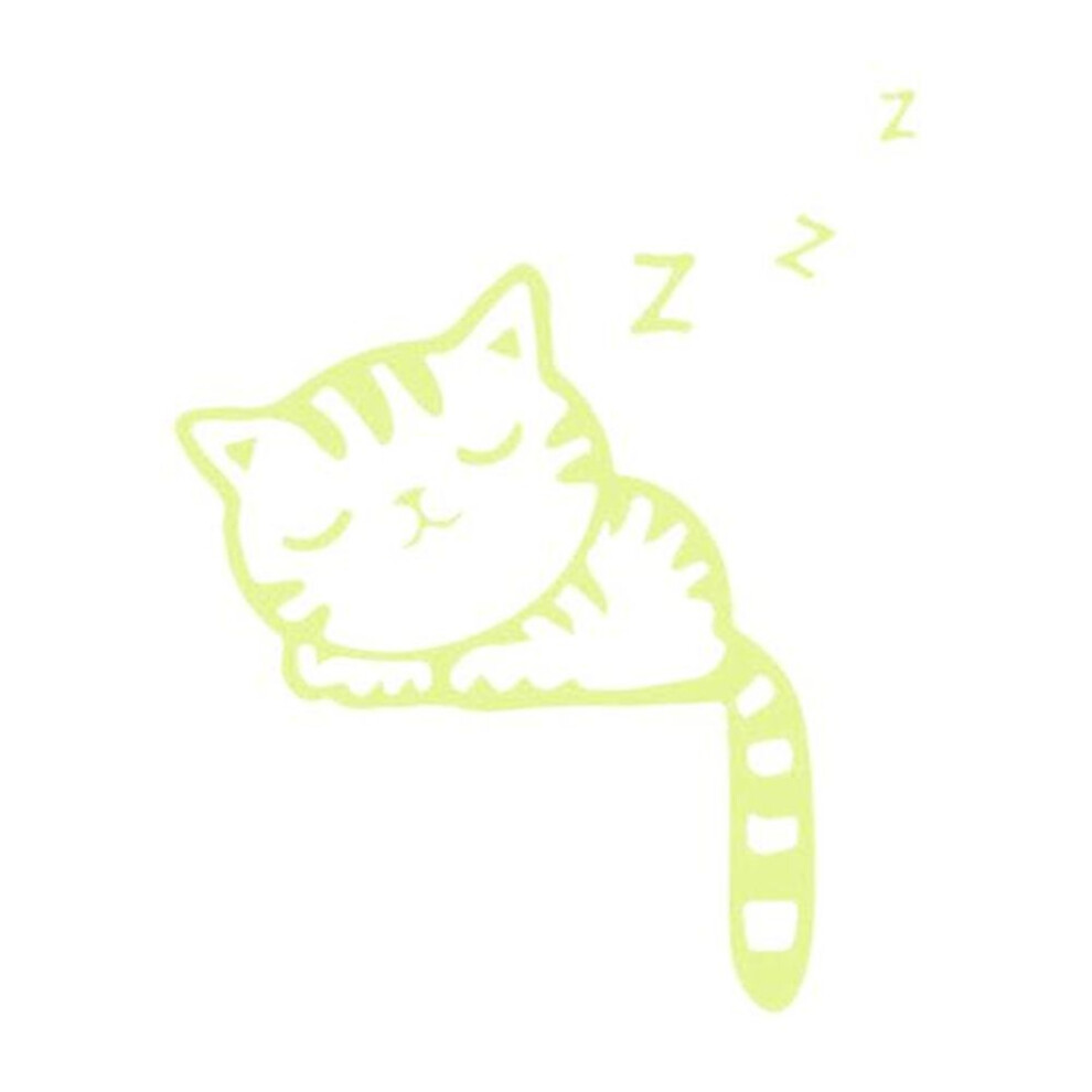 (green) Sleepy Cat Luminous Sticker No Warping For Bedroom Decorative Cartoon Sleepy Cat Switch Sticker Charming Multi-purpose Pvc