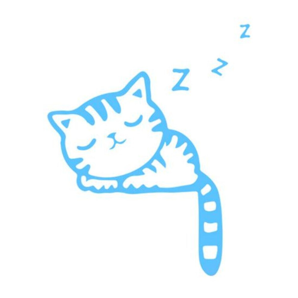 (blue) Sleepy Cat Luminous Sticker No Warping For Bedroom Decorative Cartoon Sleepy Cat Switch Sticker Charming Multi-purpose Pvc