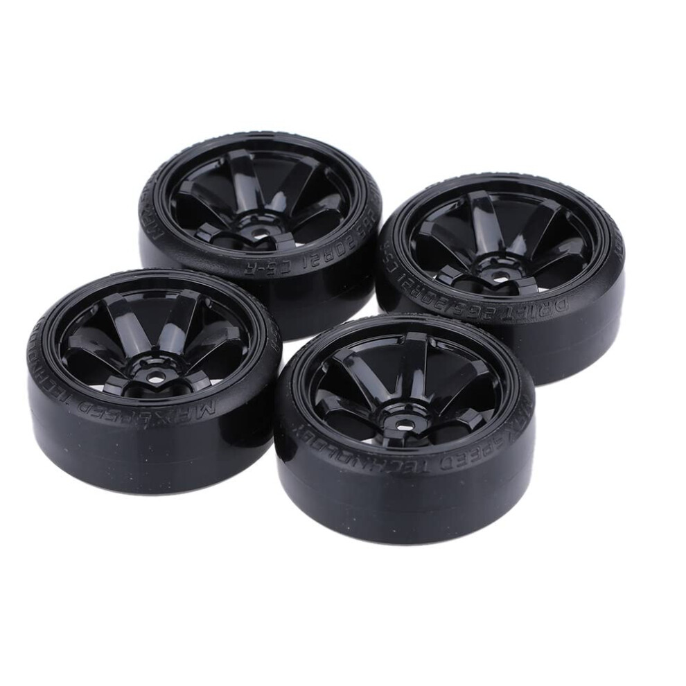 Goolrc 4Pcs/Set 1/10 Drift Car Tires Hard Tyre Replacement For Traxxas Hsp Tamiya Hpi Kyosho Onroad Drifting Car (Black) Black 603629306845