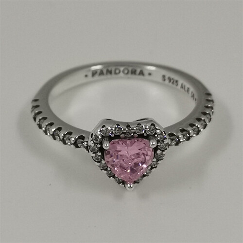 (52) pandora elevated pink heart ring s925 silver on OnBuy