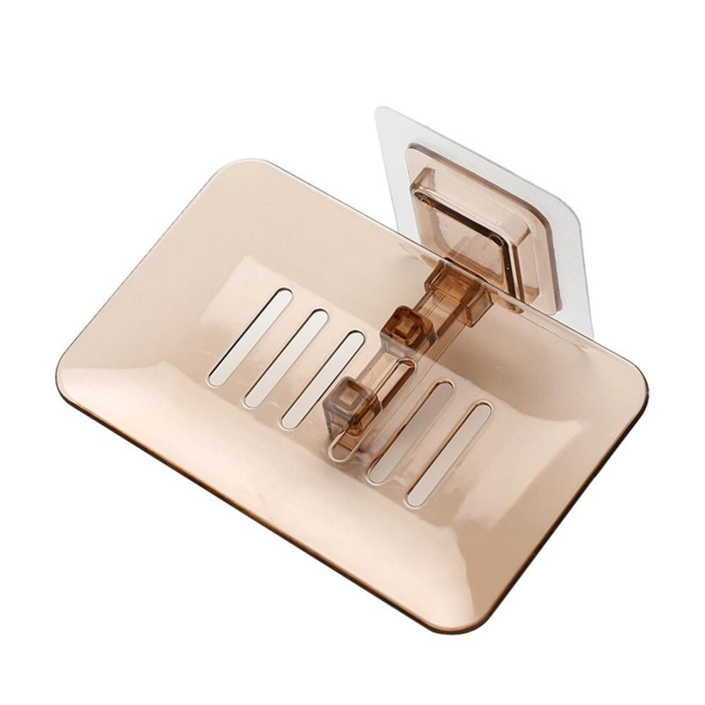 (brown) Wall Mounted Shower Soap Holder with Dish Storage