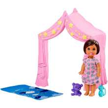 Barbie Skipper Babysitters Inc. Nattset med Liten Docka, Tält och Sovsäck