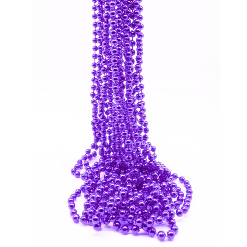 Windy City Novelties 12Er-Pack - 33 Zoll Gro?E 7 Mm Lange Mardi Gras-Perlenketten (Lila Metallic, 12 Mm)-image