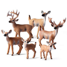 6 Pak skovdyrhjort Figurer Toy Woodland Animal Figurine Party Levering Jul Buck Doe Fawn til Baby Shower Birthday Wedding