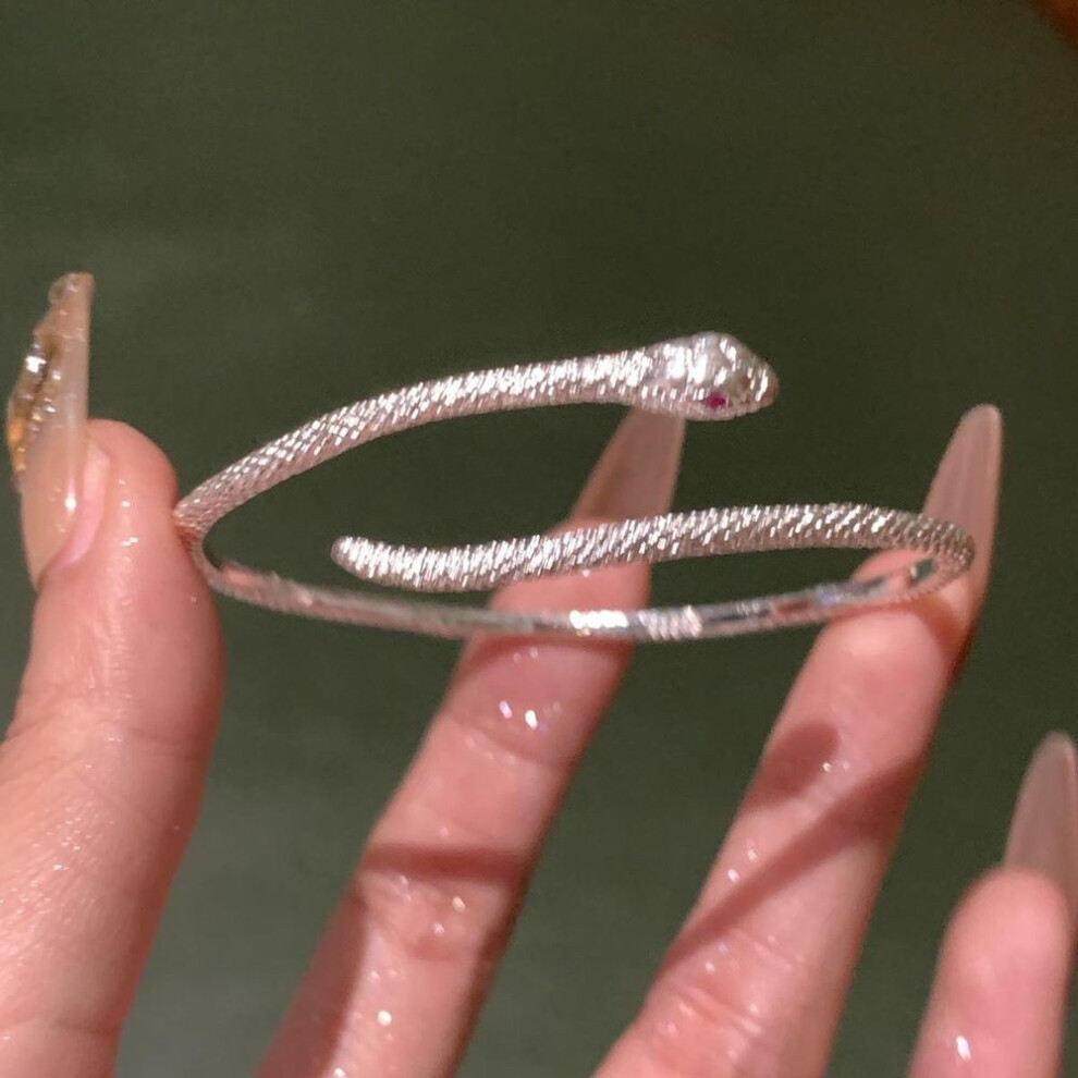 (silver) Retro Serpentine Opening Bracelet Fashion Stacked Wristband Handmade Accessories Temperament Cool Style Festival Party Gifts Does Not Fade Jewelry