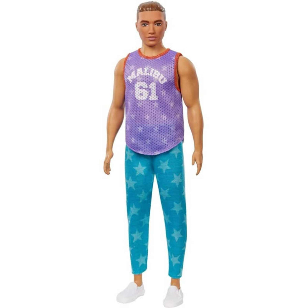 Barbie Ken Fashionistas Doll #165 With Sculpted Brown Hair Wearing Pur