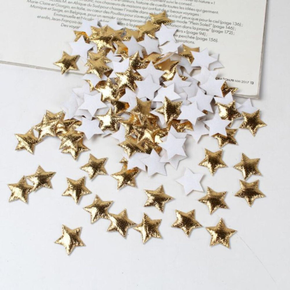 (gold) 100Pcs Stars For Christmas Party Decor Foam Fabric Stars Diy Scrapbook Cards