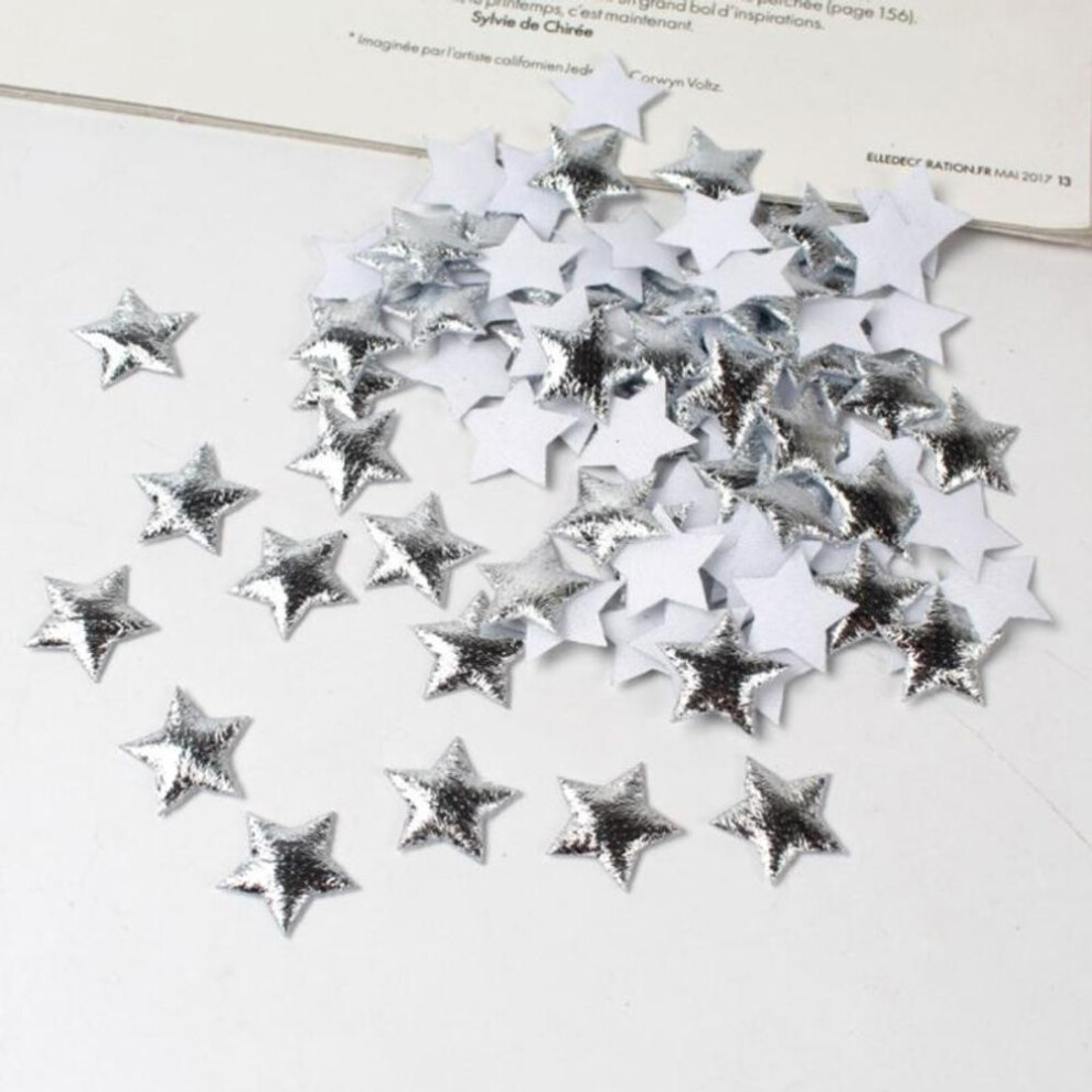 (silver) 100Pcs Stars For Christmas Party Decor Foam Fabric Stars Diy Scrapbook Cards