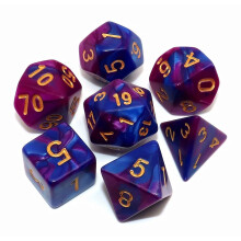 cREEBUY 7 pezzi blu viola DND set di dadi RPg dadi poliedrici per Dungeon and Dragons MTg D&D D20 D12 D10 D8 D6 D4
