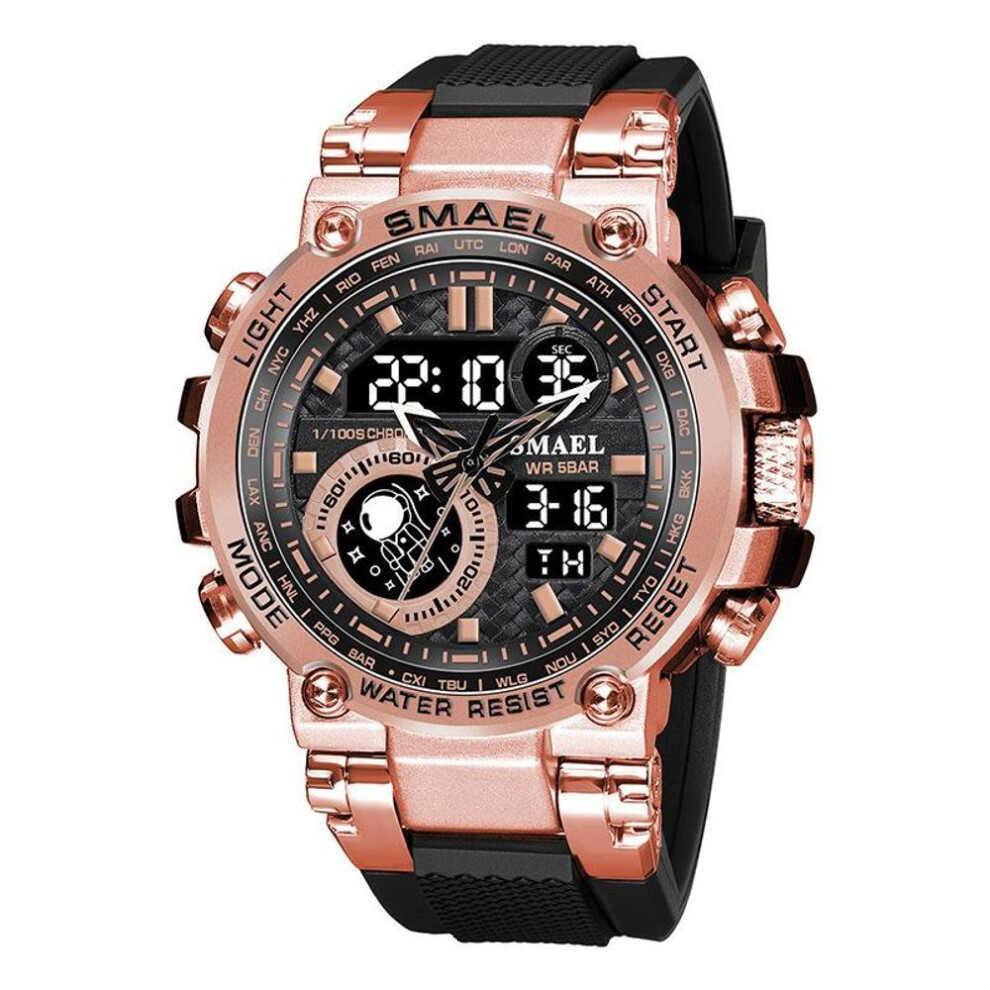 (rose gold, With Package) Smael Men Watch Digital Waterproof Clock Men Army Military Watches Led Men&apos;s Wrist Watch 1803 Sport Watch Relogio Masculino