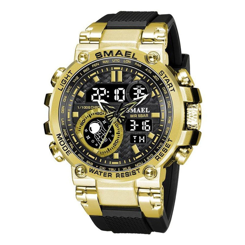 (gold, NO Package) Smael Men Watch Digital Waterproof Clock Men Army Military Watches Led Men&apos;s Wrist Watch 1803 Sport Watch Relogio Masculino