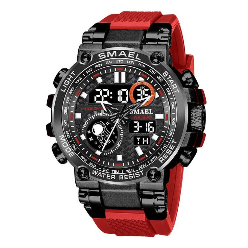 (red, NO Package) Smael Men Watch Digital Waterproof Clock Men Army Military Watches Led Men&apos;s Wrist Watch 1803 Sport Watch Relogio Masculino