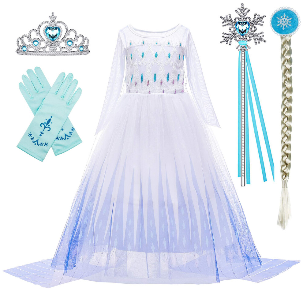 Costumes de la Reine des Neiges Acte 2 de BanKids Robes de Princesse pour Filles avec Perruque