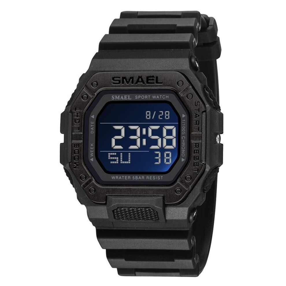 (black, NO Packaging) SMAEL Digital Watch Men Sports Waterproof Stopwatch Alarm Clock Rubber Strap Military Wristwatches 8059 Sport Watches Led Digital